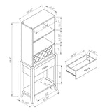 Wine Bar Cabinet, Kitchen Storage Cabinet with Drawer and Open Shelves, Distressed Grey B107130945