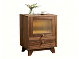 () 2-Drawer Bedside with Frosted Glass MDF and Melamine Veneer Bedside 82405492