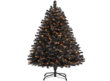 4.5Ft Pre Lit Fir Christmas Tree with Incandescent Warm Lights, Black 33670238
