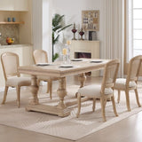 French Country Dining Chairs Set of 2, Upholstered Chairs with Nature Rattan Fan-shaped Back, Wire W3426P324538