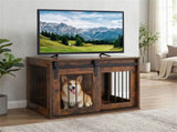 31.5" Dog Crate Furniture with Sliding Barn Door, Wooden Dog Kennel End Table for Indoor Use 61976880