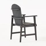 Outdoor Weather Resistant Acacia Wood Adirondack Dining Chairs , Dark Gray Finish 64844.00DGRY