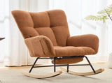 Teddy Fabric Wingback Glider Rocker & Ottoman Set, Nursery Nursing Rocking Chair with Side Storage 27827247