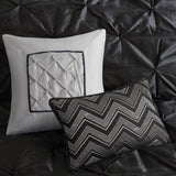 7 Piece Tufted Comforter Set Black Queen B03596935