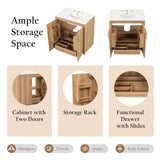 30" Bathroom Vanity with Sink Combo, Multi-functional Bathroom Cabinet with Doors and Drawer, MDF WF319484AAG