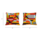 La Broderie 20" Square Embroidered Throw Pillow & Feather Down Insert, Colorpop Multicolored B2719P238139