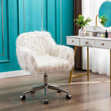 HengMing Modern Faux fur home office chair, fluffy chair for girls, makeup vanity Chair W21234444