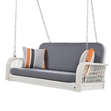 GO PE Wicker Porch Swing, 2-Seater Hanging Bench With Chains, Patio Furniture Swing For Backyard WF320681AAK