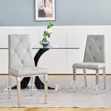 Modern simple light luxury dining chair Grey chair Home bedroom stool back PU electroplated chair W210122522