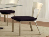 Set of 2 Microfiber and Metal Side Chairs in Silver and Black B016P156810