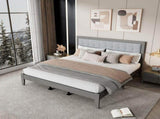 Solid Wood Platform Upholstered Headboard King Bed N758P197693G