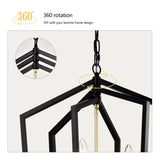 18.11" Matte Black Gold Chandelier for Dining Room, 4-Light Kitchen Chandelier Light Fixture W1592P209857