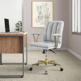 Vintage White and Chrome Swivel Office Chair B062P186452