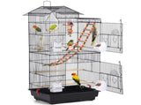 39"H Metal Bird Cage Large Roof Top Huge House for Small Birds, Black 26832510