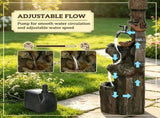 Outdoor Garden Water Fountain 3-Tier Cascading Waterfall with LED Lights, Water Wheel & Birdhouse 43826815