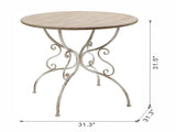 D31.5x31.5" Round Wooden Table with Metal Scrollwork Legs, White W2078P201127