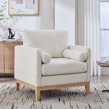 35.4 "Wide Modern Farmhouse Performance Accent Chair with Natural Wood Legs, Wood Base Reading W3118P283467