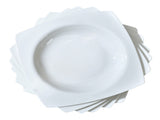 9.25 Inch Square Pasta Bowls Set of 6, 17oz White Porcelain Soup Plates, Microwave & Dishwasher Safe 15883057