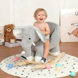 Kids Ride-On Rocking Horse Toy with Lullaby Song,Elephant Rocking Toy with Hand Puppets and Safety 54092172