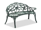 Outdoor Cast Aluminum Patio Bench, Porch Bench Chair with Curved Legs Rose Pattern, Antique 50068980