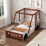 Fun Play Design Twin Size Car Bed, Kids Platform Bed in Car-Shaped for Kids Boys Girls Teens,White WF312561AAK