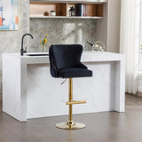 ZNTS Hengming Velvet bar chair stool one-piece set, adjustable height, diamond lattice against the back W212P156698