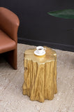 13.5x13x20" Unique Golden Tree Trunk Stool, Antique Gold Distressed Accent Side Table W2078P282133