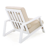 Patio Lounge Chair, Outdoor Club Chair with Beige Cushion and White Acacia Wood Frame N779P291591W