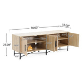 Functional 4-Door TV Cabinet 2 Storage Spaces, Adjustable Shelves, Ideal for Living Room N779P296236N