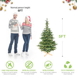 Artificial 5ft Green LED-lit Christmas Tree with 403PE/PVC Mixed Branch Tips,Hinged Premium & 51286305