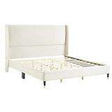 Rozitta Beige Velvet Wingback Platform Bed, King T2574P196963