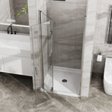 Goodyo 34"x 72" Bifold Frameless Glass Shower Door 1/4 inch Tempered Clear Glass Pivot Swing Shower D163102094