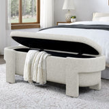 Linen Fabric Upholstered Bench with Large Storage Space for the Living Room, Entryway and W487P271463