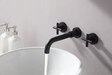 Double Handle Wall Mount Bathroom Faucet Matte Black W122453406
