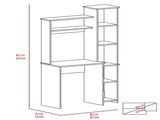 Light Oak 6-Shelf Writing Desk with Built-in Bookcase B06280289