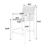 ZNTS 3 Pieces Outdoor Bar Stools Set,Rattan Bar Chairs,with glass table top, Wicker Bar Stools for W640P256895