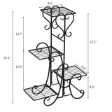 ZNTS 4 Potted Square Flower Metal Shelves Plant Pot Stand Decoration for Indoor Outdoor Garden Black 34517195