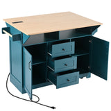 K&K 55.7'' Large Kitchen Island with 2 Drop Leaf,, Rolling Kitchen Cart on 5 Wheels with Power N707P186617E
