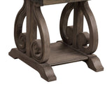 ZNTS Classic Traditional End Table with Bottom Shelf Dark Oak Finish Scrolled Base Support 1pc Wooden B011P175451