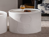 Round Side Table Handcrafted Relief Sturdy Pedestal Wooden SideTable for Living Room no need to W3081P360269