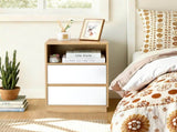 White Oak color, P2 particleboard with linen-textured melamine finish, drawers with beveled edges, 62963235