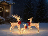 3pcs 4FT 30.00V 3.60W Family Elk Champagne Iron Frame Courtyard Elk Decoration 85433522