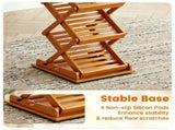 Foldable Bamboo Magazine Rack Brochure Display Stand with 5 Storage Pockets, 2 Adjustable Heights 62743331