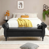 63" PU Upholstered End of Bed Bench Flip Top Entryway Ottoman with Safety Hinge Storage Rectangular W111794397