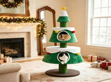61.5" Christmas Cat Tree Tower with 2 Large Semi-Enclosed Plush Condos, Full Natural Jute Scratching 11165664