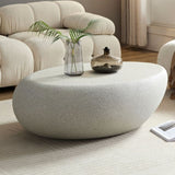 43.31''Fiberglass Elliptical Coffee Table for Living Room Vintage Table,Matte Rocks Table front of W2582P195218