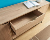 Buffet with Metal Legs with Two Door One Drawer Six Shelves - Light Brown & Black B107P147851