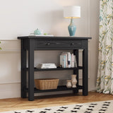 ZNTS TREXM Retro Console Table with Drawer and Two Sturdy Shelves for Entryway, Living Room N715P195561B