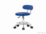 Round Shape Adjustable Salon Stool with Back and Line Blue 90685361