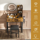Makeup Vanity with LED Lights&3 Color and Power Outlet Makeup Vanity Table with 2 big Drawers with W509P297015